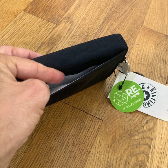 Kipling Pixi Bifold Wallet Snap Closure Card Slots Zip Pocket Black Tonal - Picture 2 of 3